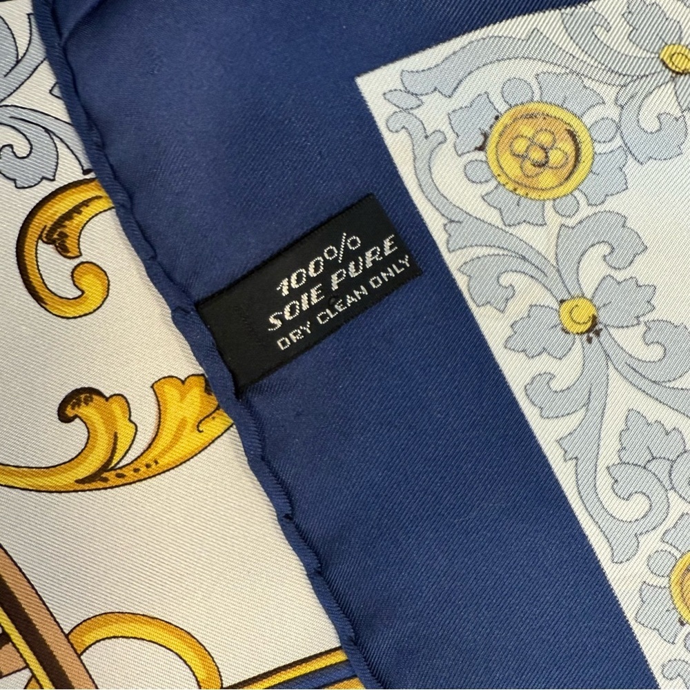 Celine Silk Scarf with Carriage and Wheel Design - Picture 4 of 13